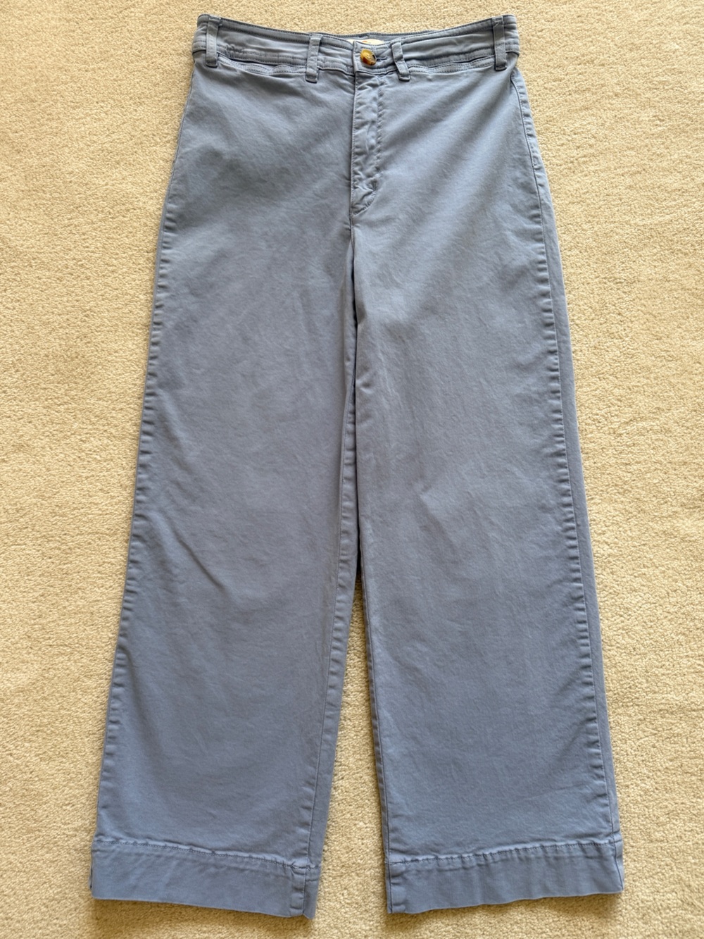 Marine Layer Bridget Wide Leg Crop Pants Blue Size 10 High Rise Cotton Blend - Picture 4 of 10